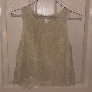 creme floral lace tank top